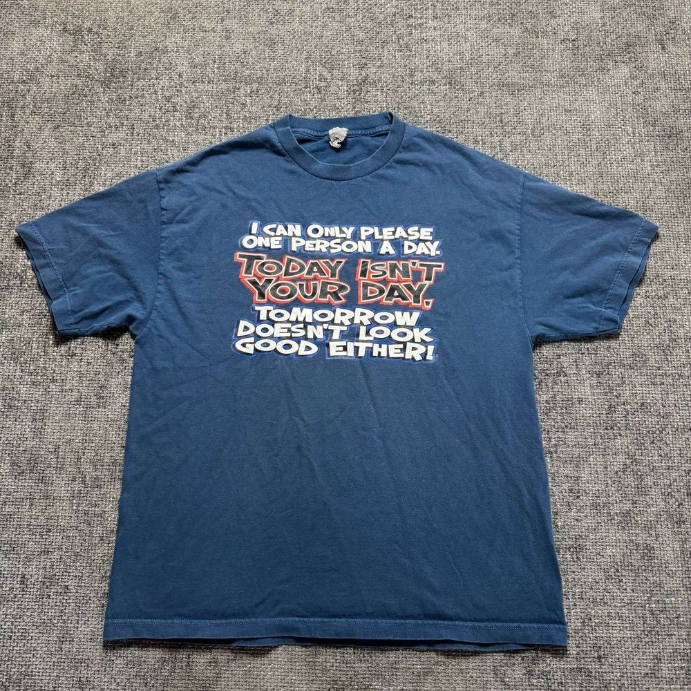 Alstyle Graphic Tee Mens XL Navy Blue Sarcastic Humor Y2K Skater T-Shirt